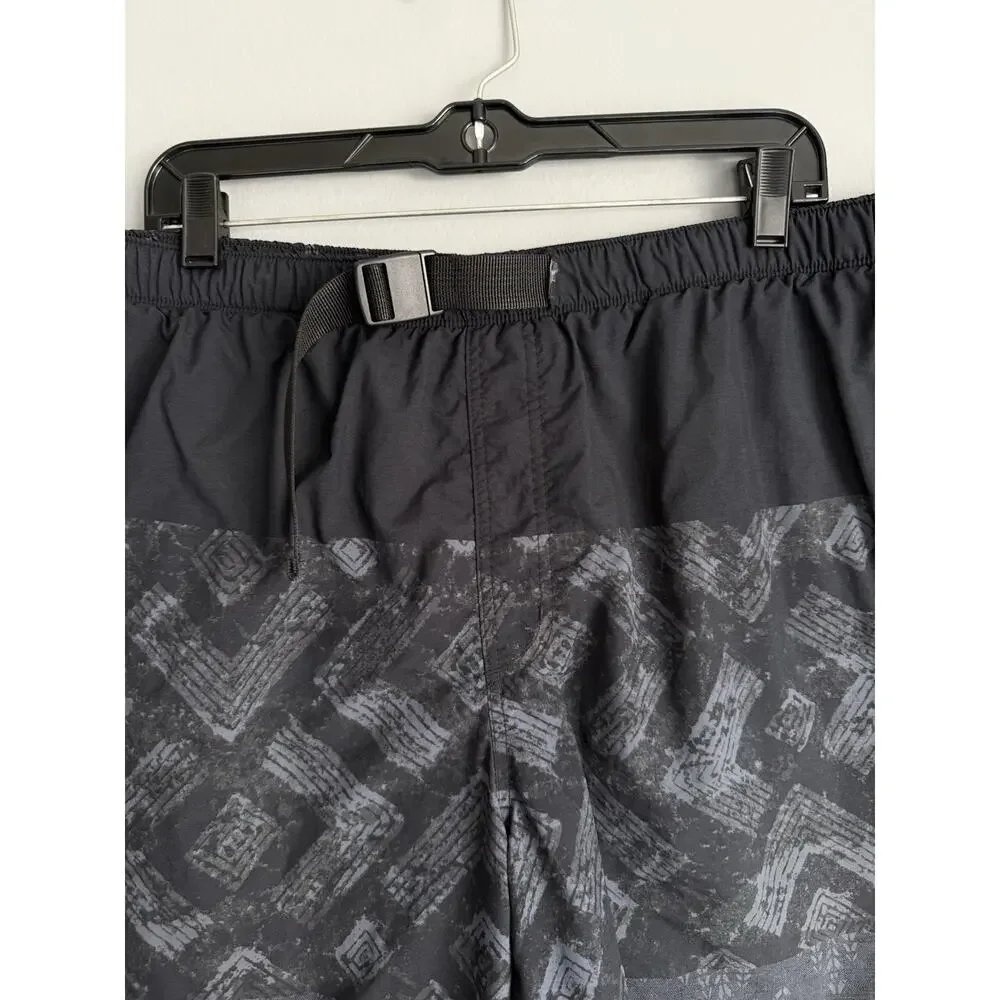 Columbia Mens Swim Trunks XL Black Gray Geometric Board Shorts Mesh Lined